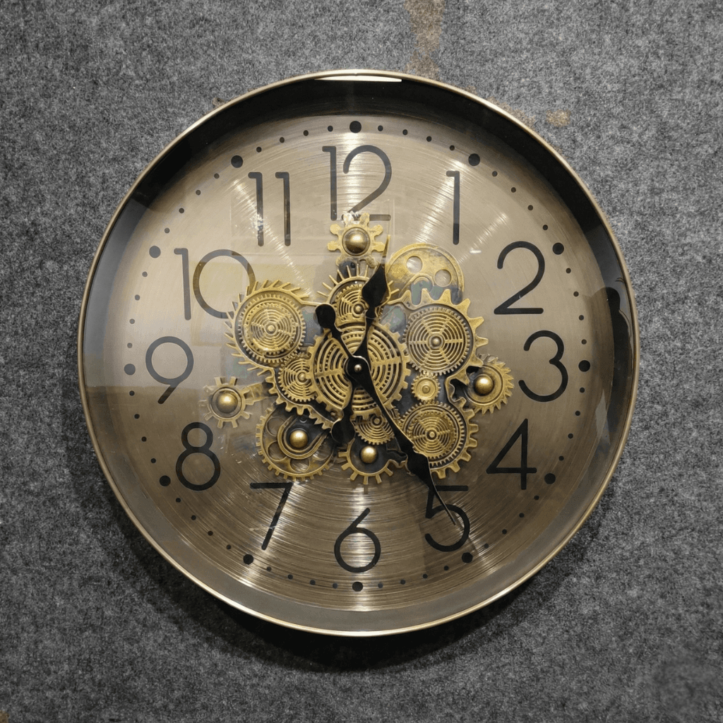 Vintage Gold Metal Gear Wall Clock