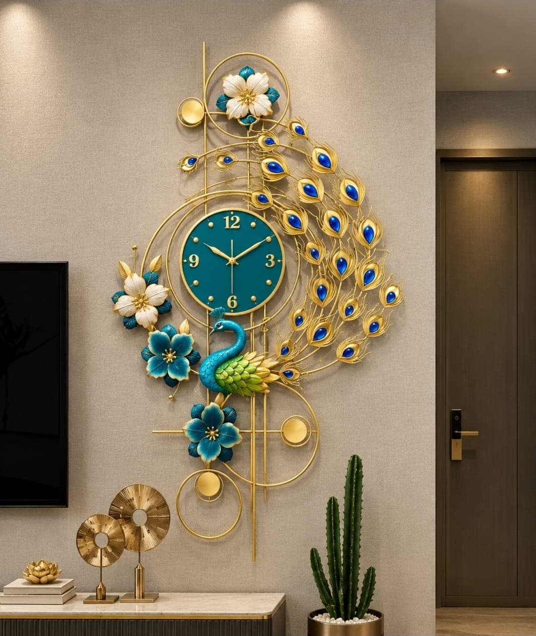 Peacock Wall Clock (100x60cm)